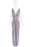 Christian Dior by John Galliano Silver Grey Satin Draped Goddess Gown