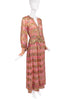 Christian Dior Pink Gold Lurex Lame Paisley Print 1968 Liz Taylor Boho Gown Dress