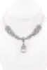 Christian Dior Silver Floral Rhinestones Pink Satin String Teardrop Crystal