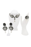 Christian Dior X Galliano Silver Black Crystal Gemstone Embellished Drop Earrings FW2007