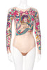 Christian Dior by John Galliano Nude Tattoo Print Logo Sailor Bodysuit Runway Spring 2004