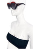 Christian Dior Black Red Burgandy Oversized Square 1970's D07 Sunglasses
