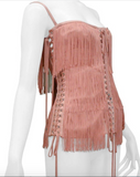 Dolce & Gabbana Pink Fringe Lace Up Corset Runway 2003