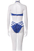 Dolce Gabbana Blue Leopard Cut Out Strappy Body Suit Bikini Swim Suit