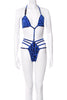 Dolce Gabbana Blue Leopard Cut Out Strappy Body Suit Bikini Swim Suit