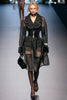 Dolce Gabbana Black Sheer Fur Cuff Trench Coat