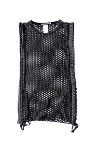 Dolce & Gabbana Black Fishnet Lace Up Corset Tank Top