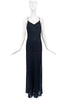 Donna Karan Black Knit Spaghetti Strap Criss Cross Low Cut 90's Slip Dress Gown