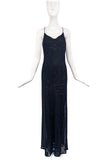 Donna Karan Black Knit Spaghetti Strap Criss Cross Low Cut 90's Slip Dress Gown