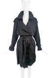Dries Van Noten Black Deconstructed Cotton Nylon Trench Coat #