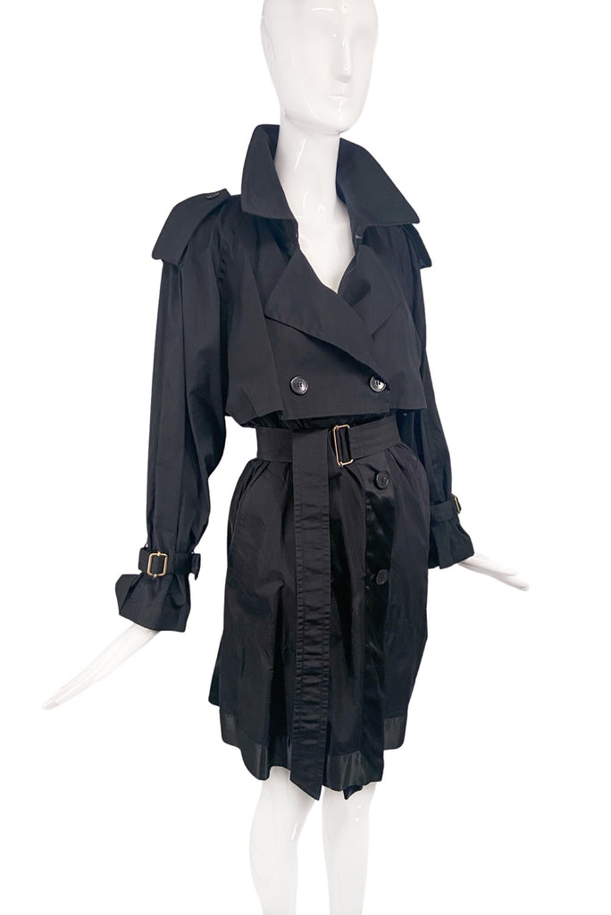 Dries Van Noten Black Deconstructed Cotton Nylon Trench Coat #