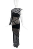 Dsquared Black Fishnet Multi Panel One Sleeve Punk Gown