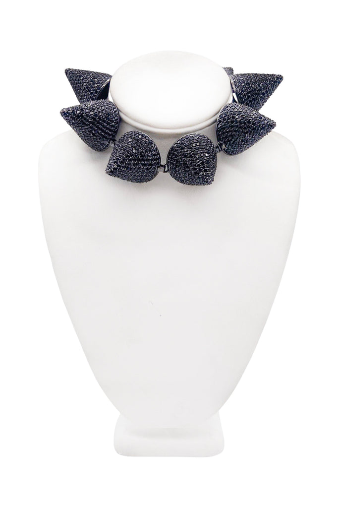 Eddie Borgo Black Pavé Crystal Diamond Oversized XL Cone Choker Necklace #