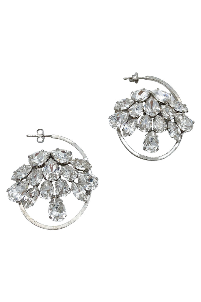Christian Dior by John Galliano Silver Crystal Hoop Earrings with matching Bracelet & Ring