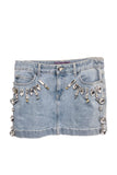 Emanuel Ungaro by Fausto Puglisi Blue Denim Crystal Studs Mini Skirt