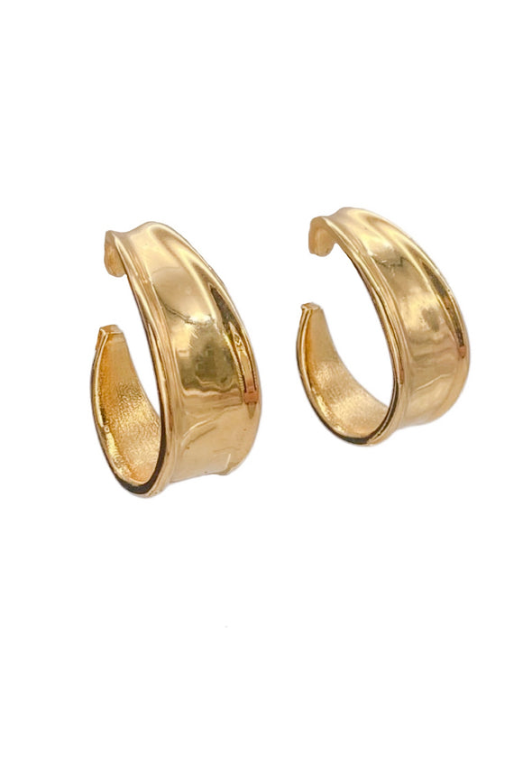 Escada Gold Hoop Tear Drop Wide Earrings