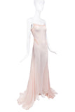 Esteban Cortazar Pale Pink Sheer Chiffon Silk Slip Dress Gown #