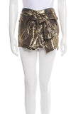 Faith Connexion Gold Metallic Lame Wrapped Sleeve Mini Skirt