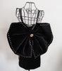 Fausto Puglisi Black Velvet Patent Leather Oversized Bow Studded Dress