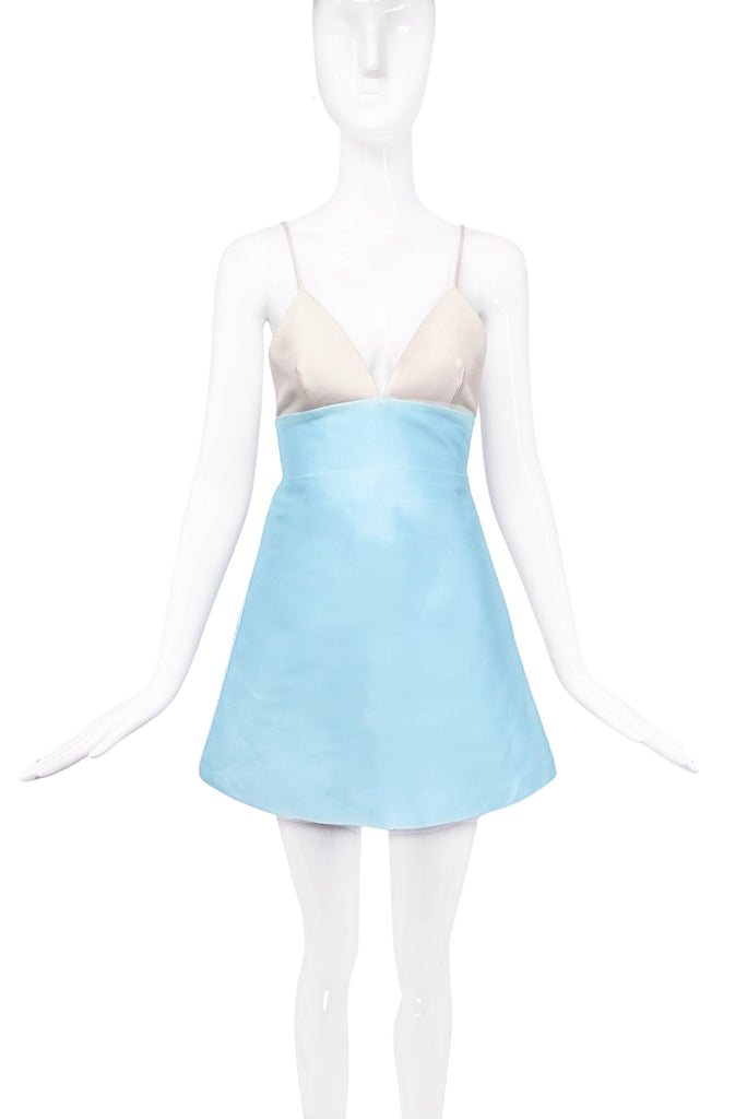 Fausto Puglisi Pale Baby Blue Sea Foam Cream Mini Dress