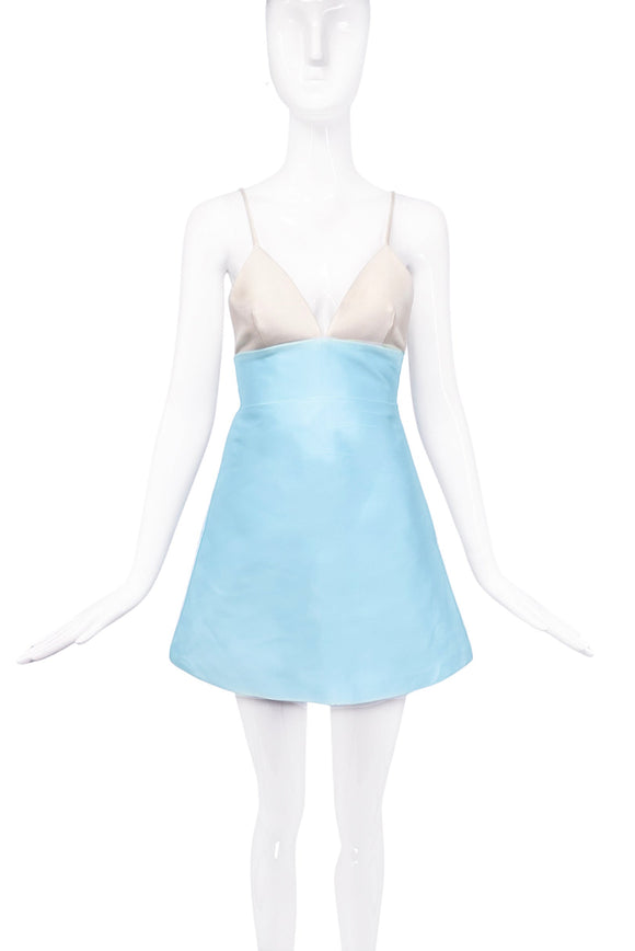 Fausto Puglisi Pale Baby Blue Sea Foam Cream Mini Dress