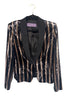 Emanuel Ungaro by Fausto Puglisi Black Gold Sequin Striped Tuxedo Suit Blazer Jacket