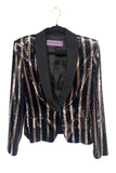 Emanuel Ungaro by Fausto Puglisi Black Gold Sequin Striped Tuxedo Suit Blazer Jacket
