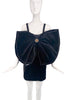 Fausto Puglisi Black Velvet Patent Leather Oversized Bow Studded Dress
