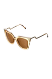 Fendi Gold Yellow Lucite Green Tips Tinted Cat Eye Sunglasses