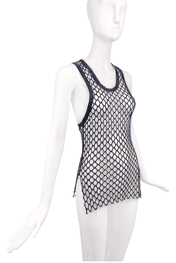 Sonia Rykiel Black Fishnet Racerback Tank top with matching White Tank Top