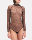Fleur Du Mal Leopard Print Sheer Bodysuit