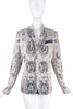 Jean Paul Gaultier Black White Satin Angel Cherub Dove Holy Star Print Blazer Jacket