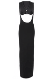 Jean Paul Gaultier Black Cone Bra Cut Out Denim Dress Gown