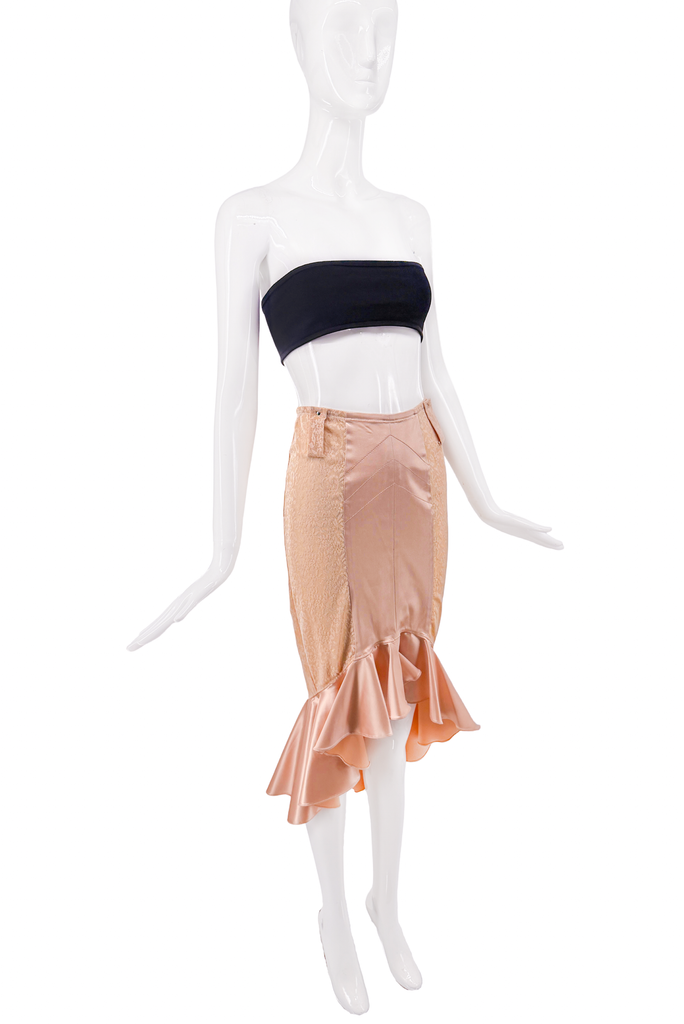 Jean Paul Gaultier Pink Nude Ruffle Girdle Pencil Skirt Spring 2014
