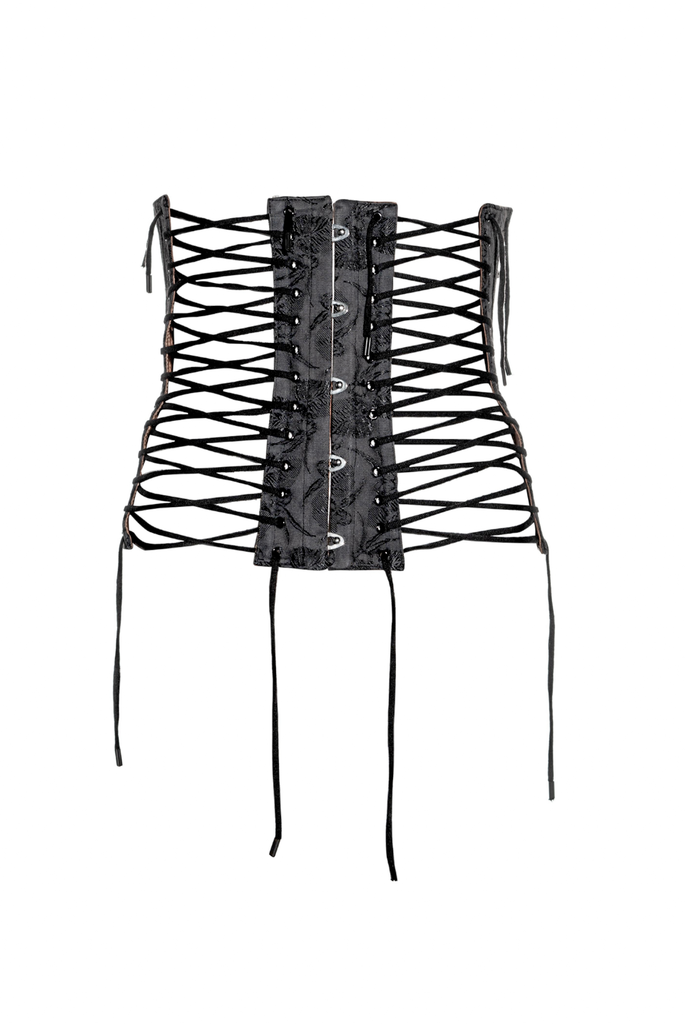 Jean Paul Gaultier Black Textured Lace Corset Runway Spring 2004