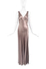 Ghost London Mocha Taupe Brown Satin Silk Bias Cut Galliano Style 90's Slip Dress Gown