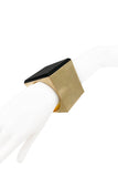 Givenchy Gold Metal & Black Enamel Square Oversized Bracelet