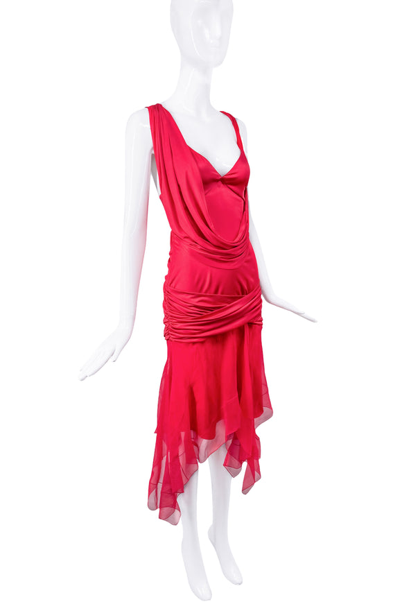 Givenchy Red Drop Waist Drape Dress Gown
