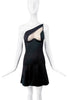 God Save Queens Mugler Style Black Stretch Cut Out Netting One Shoulder Dress