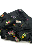 Vintage 1960's Golden Bee Black Satin Embroidered Coat Dress Chinoiserie Gucci Style