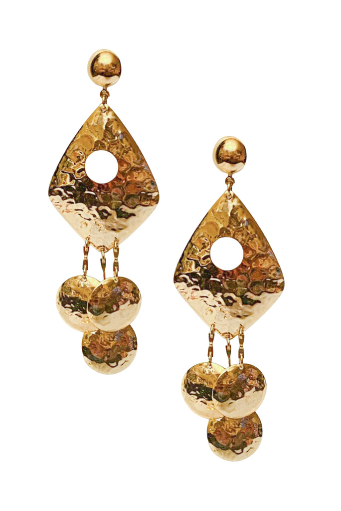 Vintage Gold Hammered Geometric Earrings