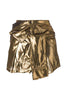 Faith Connexion Gold Metallic Lame Wrapped Sleeve Mini Skirt