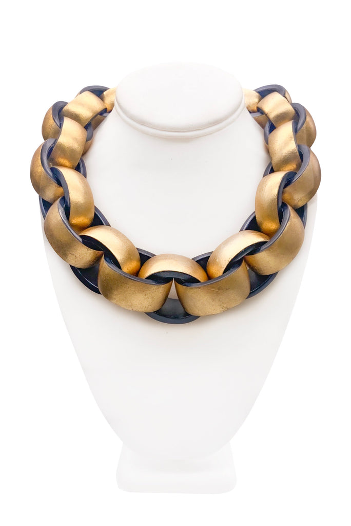 Monies Gold Leaf Oversized Chain Necklace
