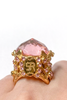 Sonia Rykiel Gold Pink Gem Stone Oversized Ring