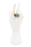 Vintage Gold Textured "X" Crystal Ring Paloma Picasso Style