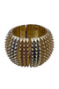 Vintage Gold Silver Two Tone Spike Wide Cuff Bracelet