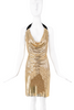 Versace Gold Chainmail Draped Halter Dress