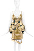 Graeme Armour Gold Leather Ruffle Peplum Dress