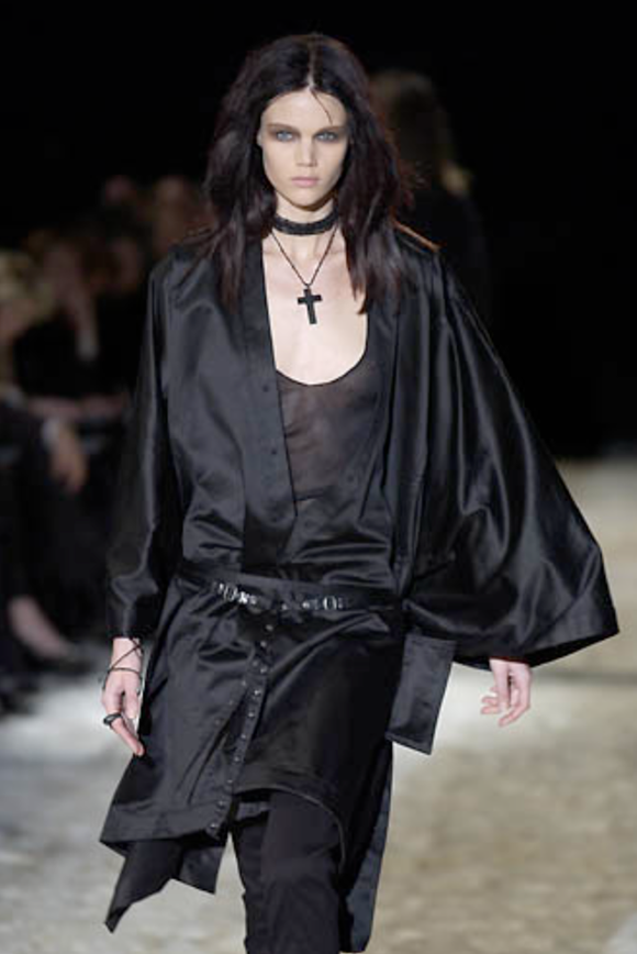 Gucci by Tom Ford Black Oversized Cape Kimono Top Runway Fall 2002 #