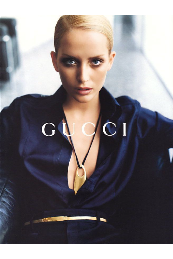 Gucci Gold Metal Skinny Logo Belt Fall Winter 1996